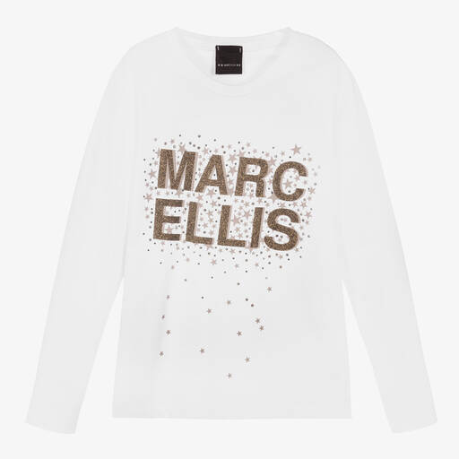 Marc Ellis-Girls White Glitter Logo Top | Childrensalon Outlet