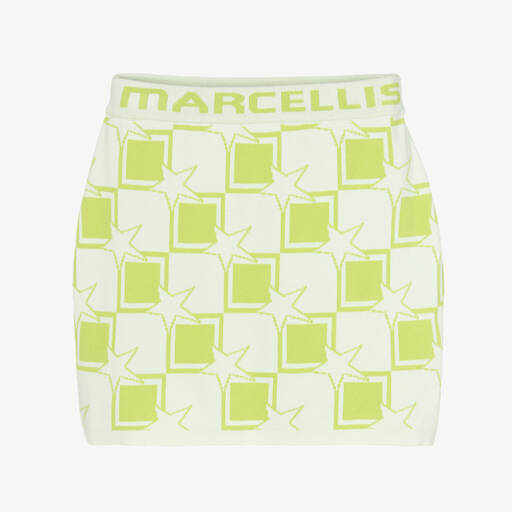 Marc Ellis-Girls White & Green Knitted Check Skirt | Childrensalon Outlet