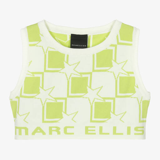 Marc Ellis-Girls White & Green Knitted Crop Top | Childrensalon Outlet