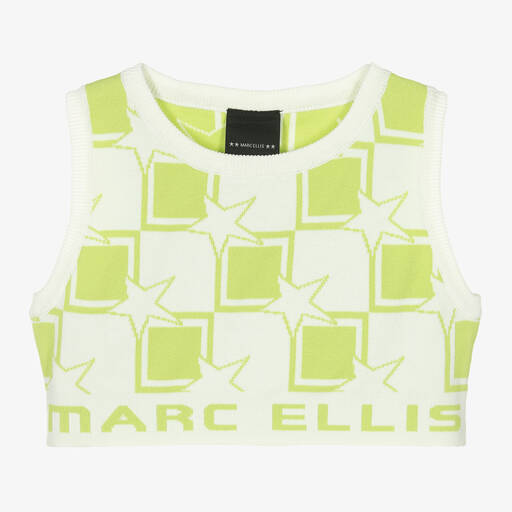 Marc Ellis-Kurzes Stricktop in Weiß und Grün | Childrensalon Outlet