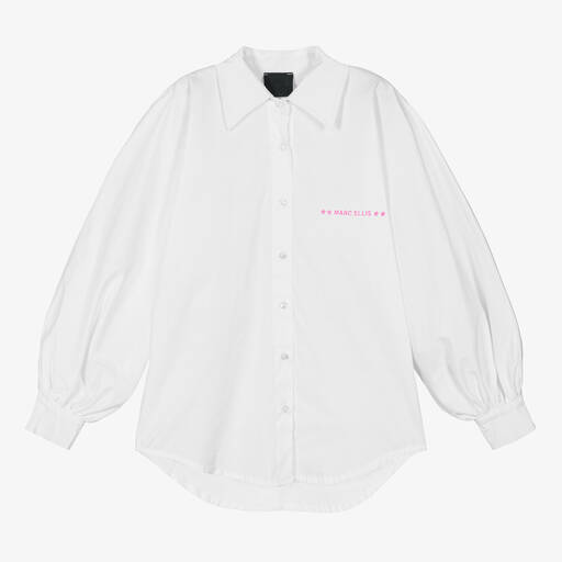 Marc Ellis-قميص أوفر سايز قطن بوبلين لون أبيض للبنات  | Childrensalon Outlet