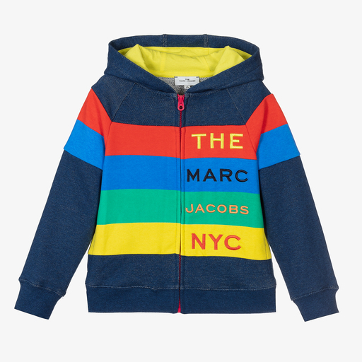MARC JACOBS-Veste à capuche bleue zippée en coton | Childrensalon Outlet