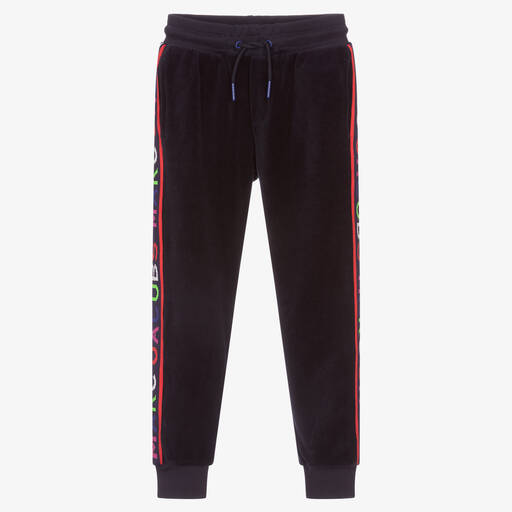 MARC JACOBS-Boys Blue Velour Logo Joggers | Childrensalon Outlet