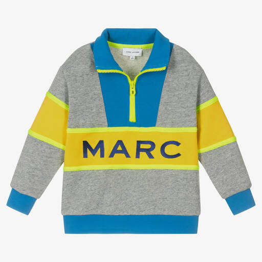 MARC JACOBS-Boys Grey & Yellow Cotton Sweatshirt | Childrensalon Outlet