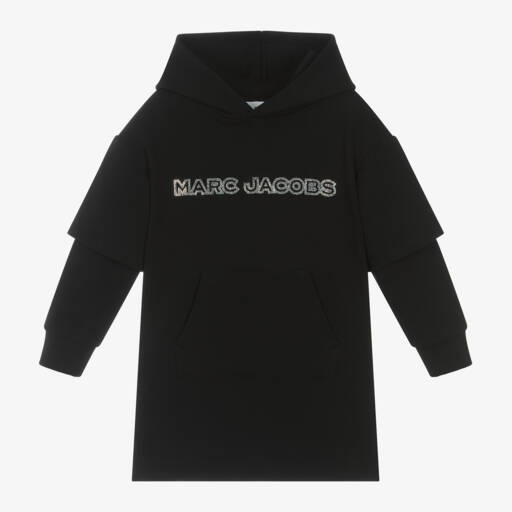 MARC JACOBS-فستان سويتشيرت هودي قطن لون أسود للبنات | Childrensalon Outlet