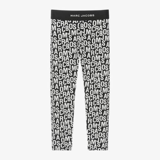 MARC JACOBS-Girls Black Logo Patterned Leggings | Childrensalon Outlet