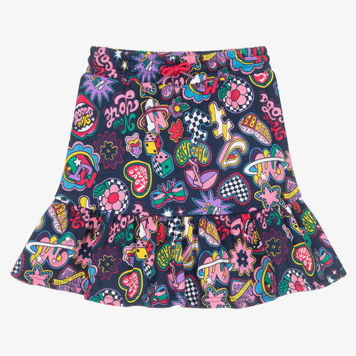 MARC JACOBS-Синяя хлопковая юбка с ярким принтом | Childrensalon Outlet