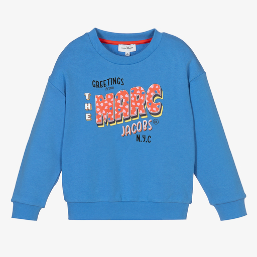 MARC JACOBS-سويتشيرت قطن لون أزرق للبنات | Childrensalon Outlet