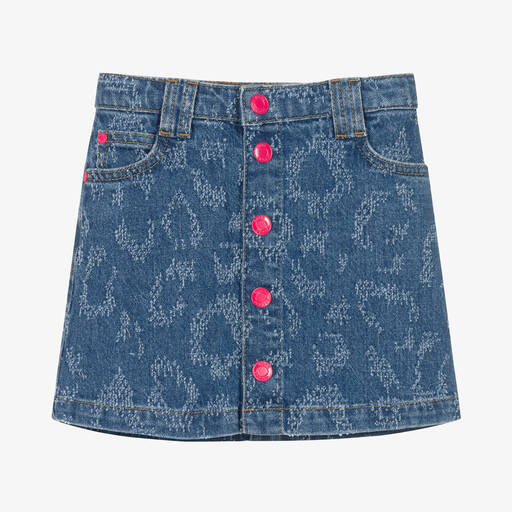 MARC JACOBS-Girls Blue Denim Leopard Pattern Skirt | Childrensalon Outlet