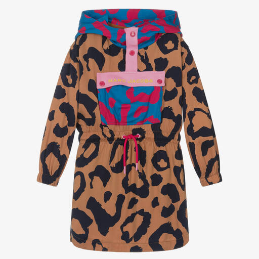 MARC JACOBS-Girls Brown Leopard Print Hooded Dress | Childrensalon Outlet