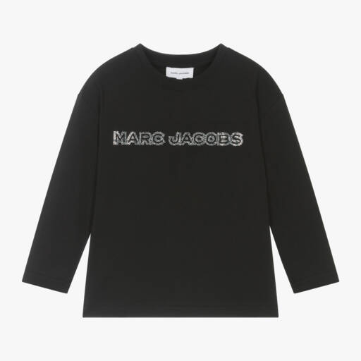 MARC JACOBS-توب قطن لون أسود للبنات | Childrensalon Outlet