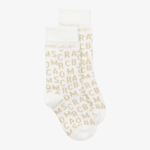 MARC JACOBS-Girls Cream & Gold Knit Socks | Childrensalon Outlet