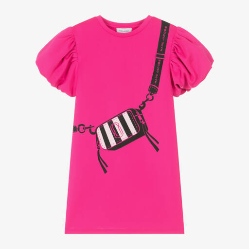 MARC JACOBS-Girls Fuchsia Bag Graphic Jersey Dress | Childrensalon Outlet