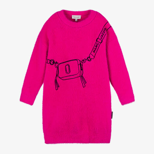 MARC JACOBS-Girls Fuchsia Fluffy Knit Dress | Childrensalon Outlet