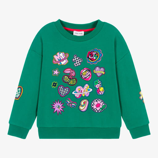 MARC JACOBS-Girls Green Cotton Patches Sweatshirt | Childrensalon Outlet