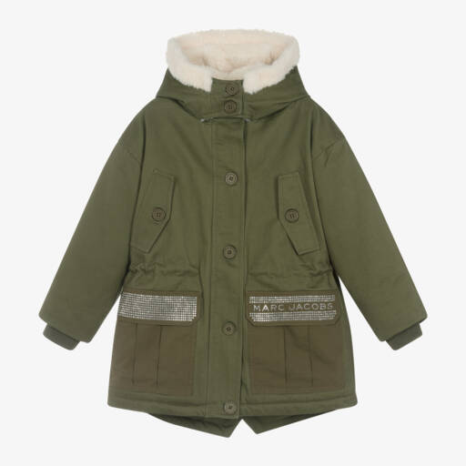 MARC JACOBS-Girls Hooded Green Parka Coat | Childrensalon Outlet