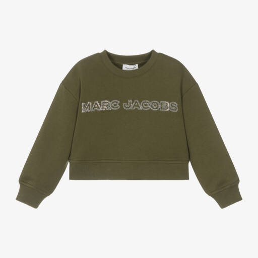 MARC JACOBS-Girls Khaki Diamanté Logo Sweatshirt | Childrensalon Outlet