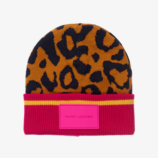 MARC JACOBS-قبعة بيني قطن وصوف محبوك لون برتقالي وأسود | Childrensalon Outlet