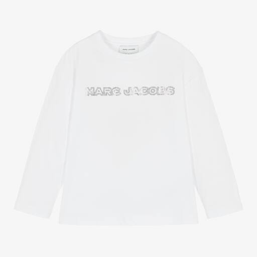 MARC JACOBS-توب قطن لون أبيض للبنات | Childrensalon Outlet