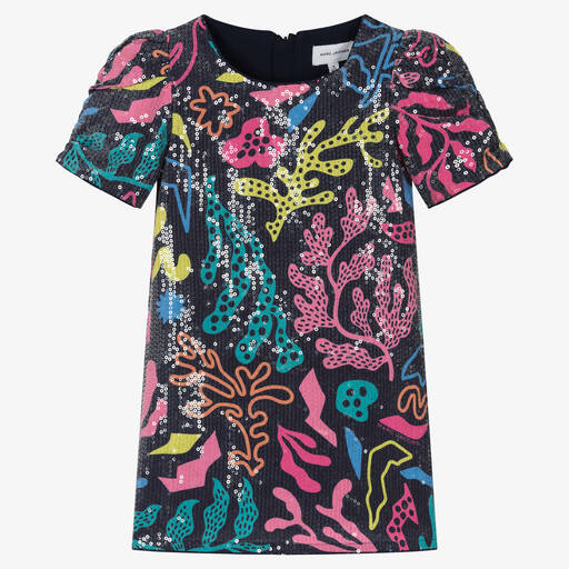 MARC JACOBS-Girls Multicoloured Coral Sequin Dress | Childrensalon Outlet