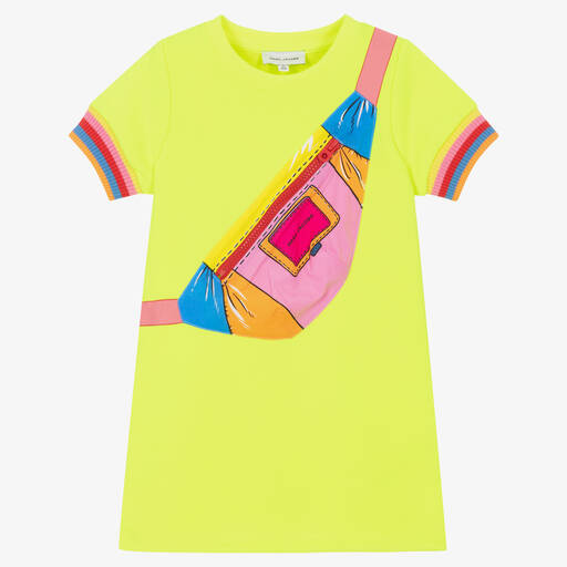 MARC JACOBS-Girls Neon Yellow Bag Print Dress | Childrensalon Outlet