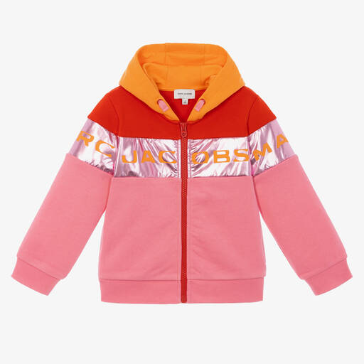 MARC JACOBS-Sweat à capuche rose zippé fille | Childrensalon Outlet