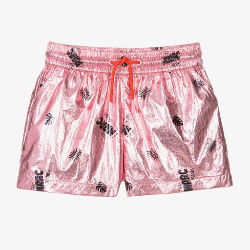 MARC JACOBS-Girls Pink Foil Logo Shorts | Childrensalon Outlet