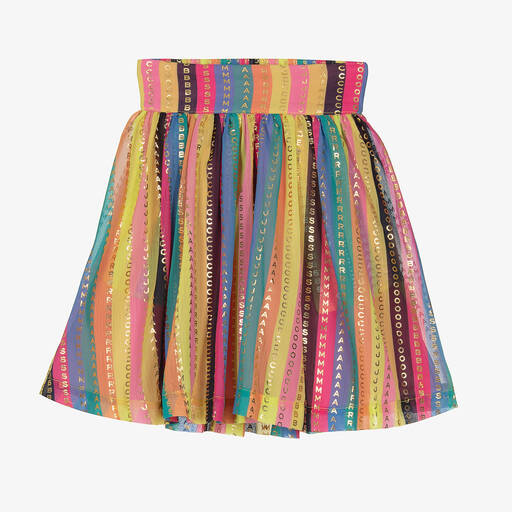 MARC JACOBS-Girls Pink & Gold Striped Logo Skirt | Childrensalon Outlet