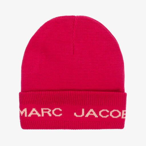 MARC JACOBS-Girls Pink Knitted Beanie Hat | Childrensalon Outlet