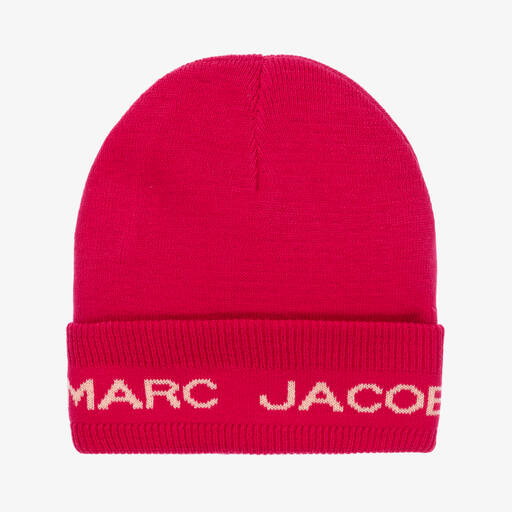 MARC JACOBS-قبعة بيني مزيج صوف محبوك لون زهري للبنات | Childrensalon Outlet