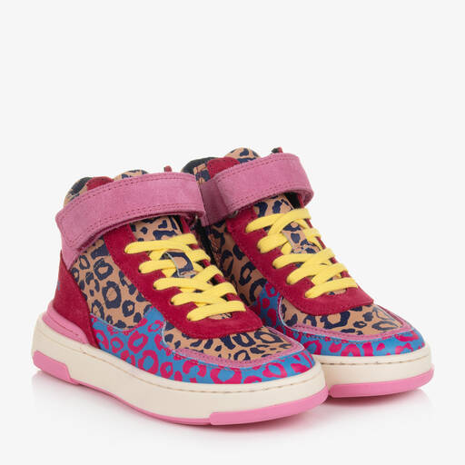 MARC JACOBS-Girls Pink Leopard Print High-Top Trainers | Childrensalon Outlet