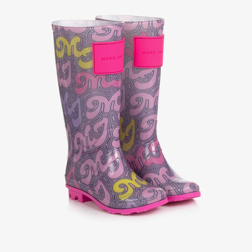 MARC JACOBS-Girls Pink & Yellow Graphic Rain Boots | Childrensalon Outlet