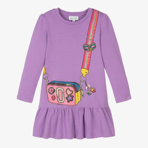 MARC JACOBS-Girls Purple Cotton Snapshot Bag Dress | Childrensalon Outlet