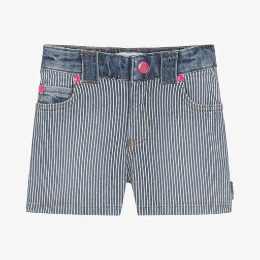 MARC JACOBS-Girls Striped Blue Denim Shorts | Childrensalon Outlet