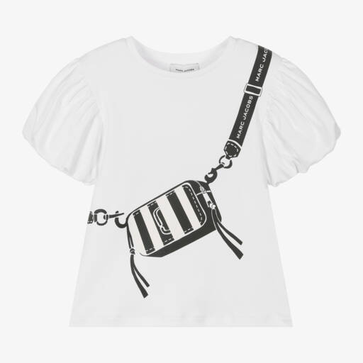 MARC JACOBS-Белый топ из хлопка с иллюзорным дизайном для девочек | Childrensalon Outlet