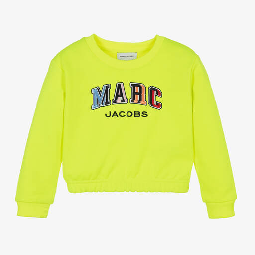 MARC JACOBS-Girls Yellow Cropped Logo Sweatshirt | Childrensalon Outlet