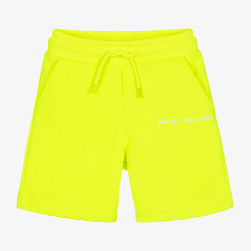 MARC JACOBS-Neon Yellow Cotton Logo Shorts | Childrensalon Outlet