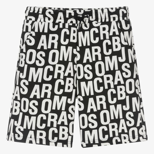MARC JACOBS-شورت قطن عضوي جيرسي لون أبيض وأسود تينز | Childrensalon Outlet