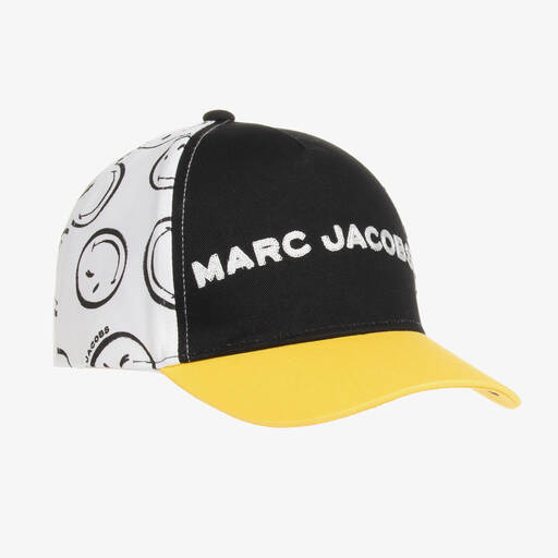 MARC JACOBS-Teen Black & White Cotton Smiley Faces Cap | Childrensalon Outlet