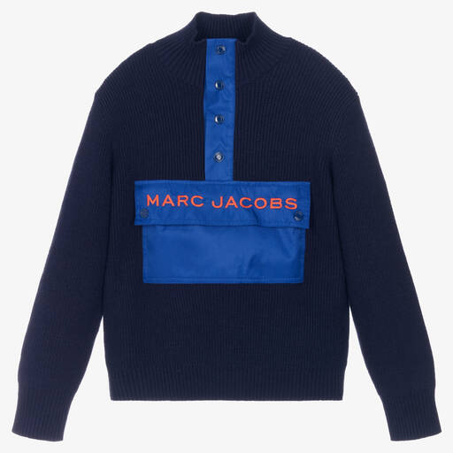 MARC JACOBS-Teen Boys Navy Blue Knit Pocket Sweater | Childrensalon Outlet