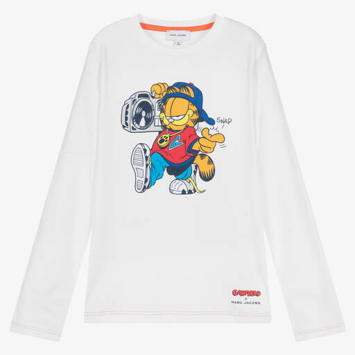 MARC JACOBS-Weißes Teen Baumwolloberteil mit Garfield-Motiv für Jungen | Childrensalon Outlet
