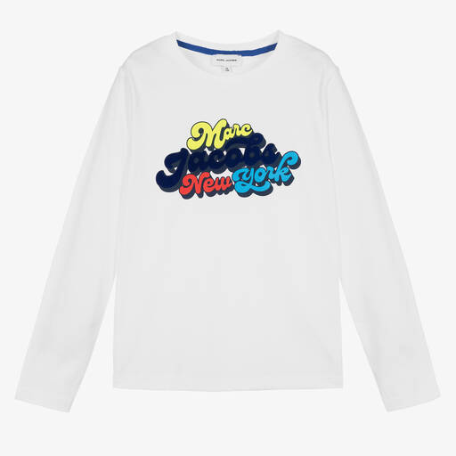 MARC JACOBS-Teen Boys White Cotton Top | Childrensalon Outlet