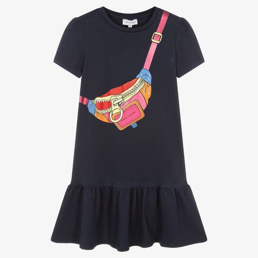 MARC JACOBS-Teen Girls Blue Bag Logo Print Dress | Childrensalon Outlet