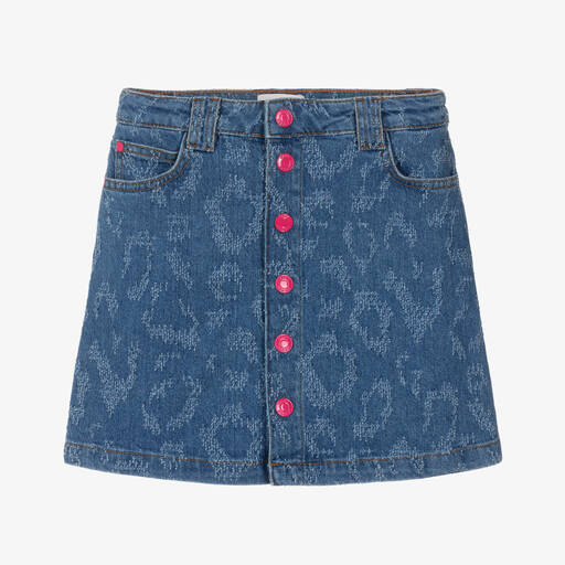 MARC JACOBS-تنورة بطبعة الفهد قطن دنيم تينز بناتي لون أزرق | Childrensalon Outlet