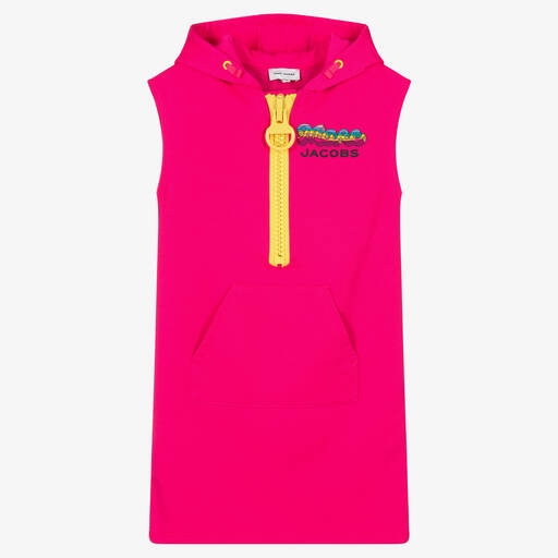 MARC JACOBS-Teen Girls Hooded Pink Jersey Zip-Up Dress | Childrensalon Outlet