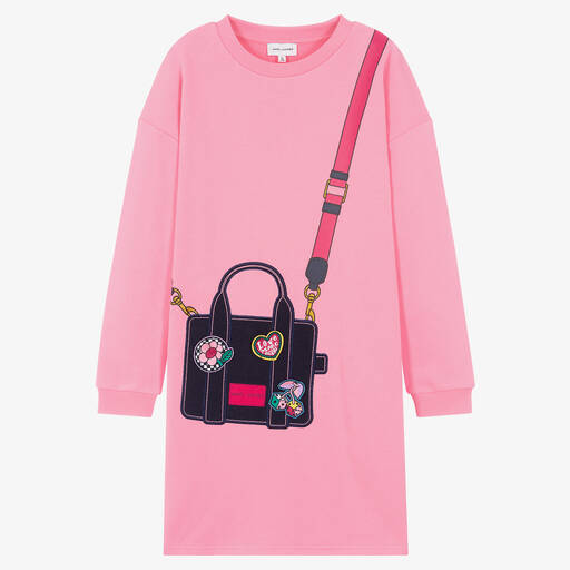 MARC JACOBS-Розовое платье-свитшот с принтом-сумкой | Childrensalon Outlet