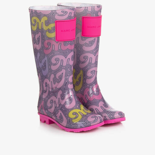 MARC JACOBS-Teen Girls Pink & Yellow Graphic Rain Boots | Childrensalon Outlet