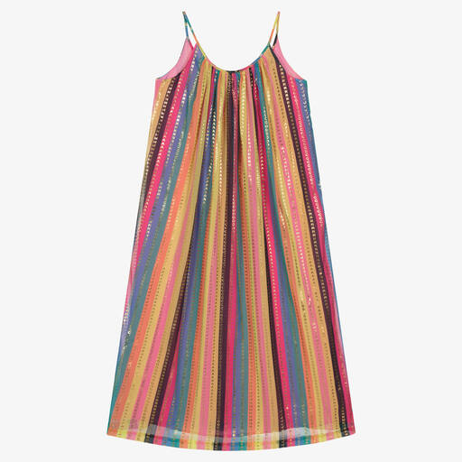 MARC JACOBS-فستان ماكسي تينز بناتي شيفون مقلم ألوان | Childrensalon Outlet
