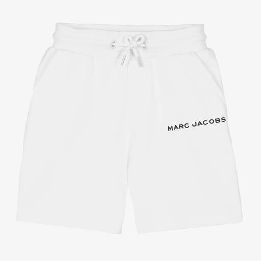 MARC JACOBS-White Cotton Logo Shorts | Childrensalon Outlet
