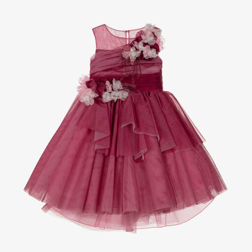 Marchesa Kids Couture-Girls Dark Pink Tulle Dress  | Childrensalon Outlet